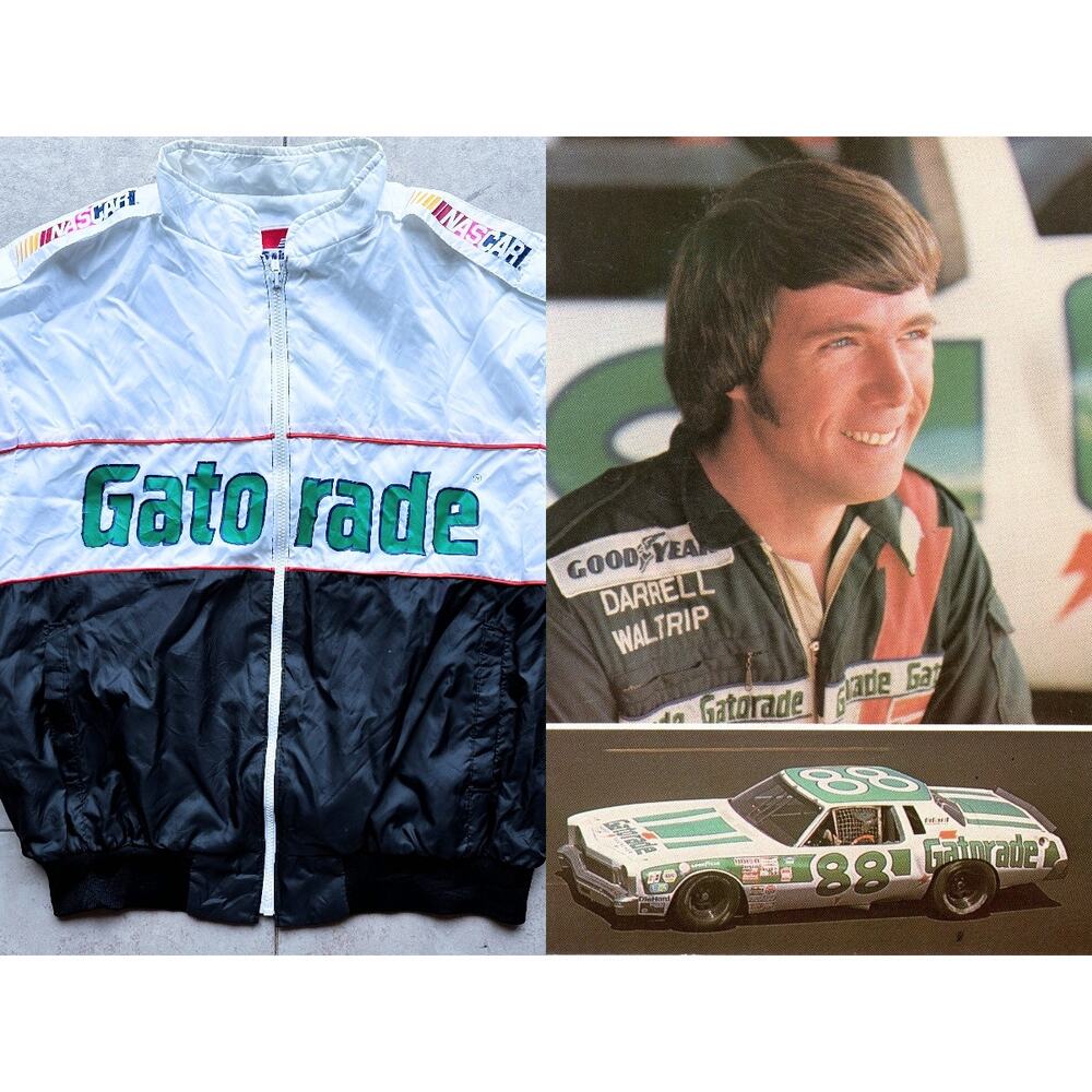 GATORADE 80s Racing SWINGSTER windbreaker jacket XL white blk Waltrip NASCAR vtg